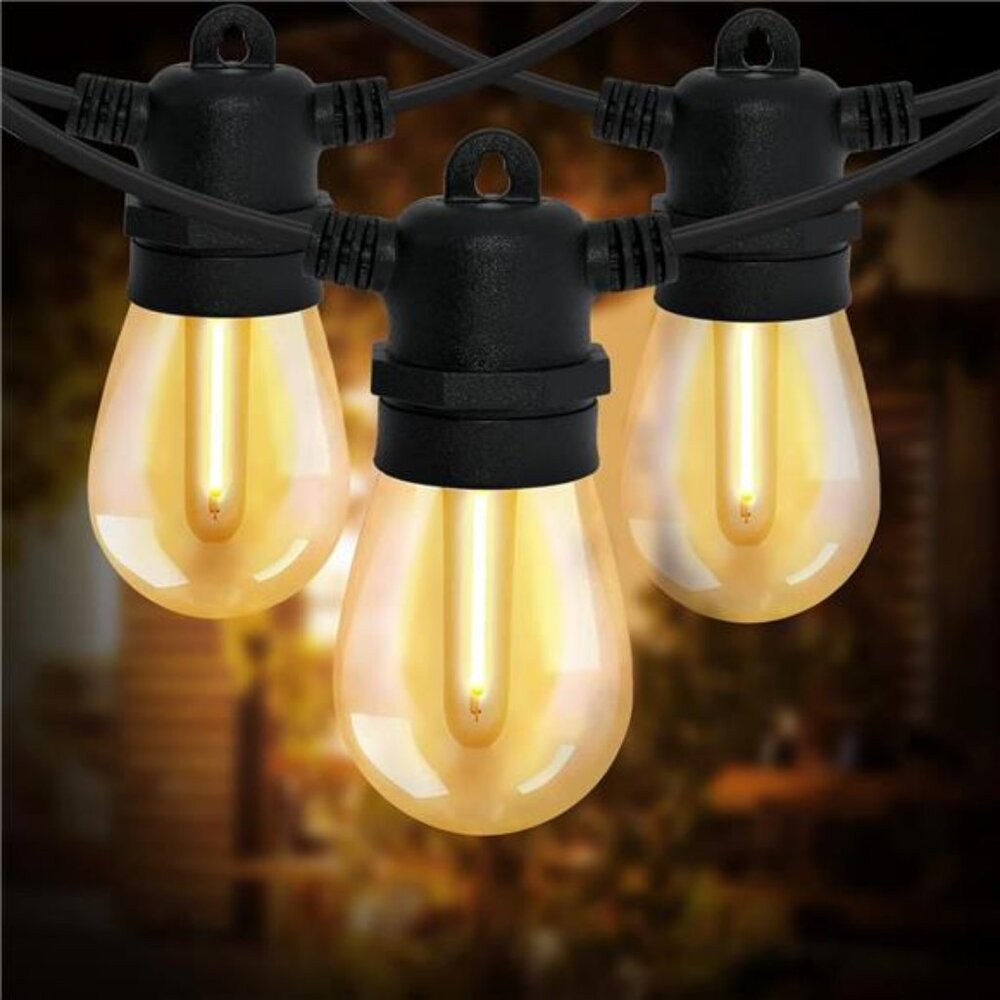 LED Outdoor String Lights 48Ft Shatterproof Patio Lights IP65 Waterproof Lights